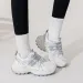 Womens White Grey Chunky Dad Sneakers Breathable Mesh Upper Non Slip Sole For Street Style_desvips.com