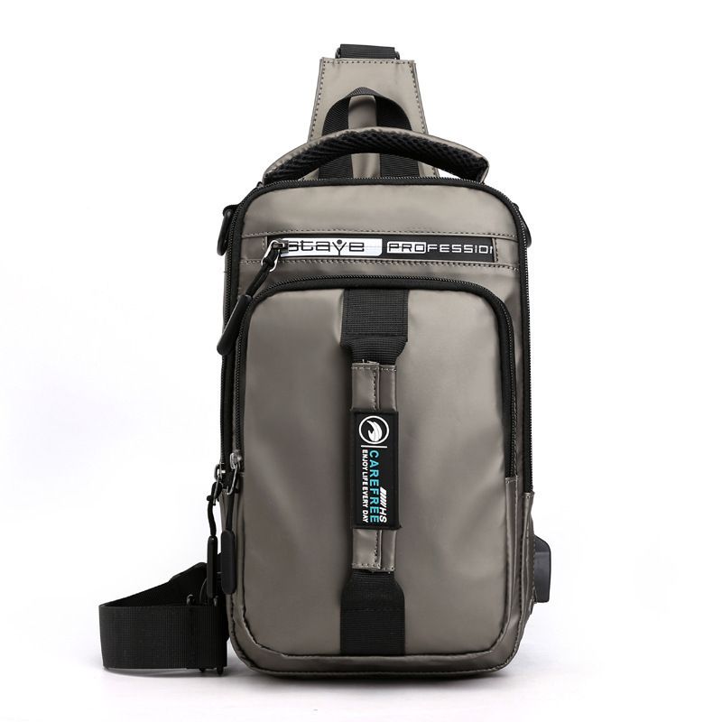 001 Solid Color Oxford Cloth Bag For Men, Single Shoulder Crossbody Business Casual Commuter Chest Bag, USB Backpack_desvips.com