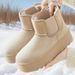 Shoes Women's Cotton Boots Winter New Versatile Velvet Thickened One-pedal Snow Boots Thick-soled Non-slip Cotton Shoes_desvips.com