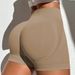 Women's Seamless Peach Smile Solid Color Yoga Shorts Breathable Sports Fitness Running Three Point Pants_desvips.com
