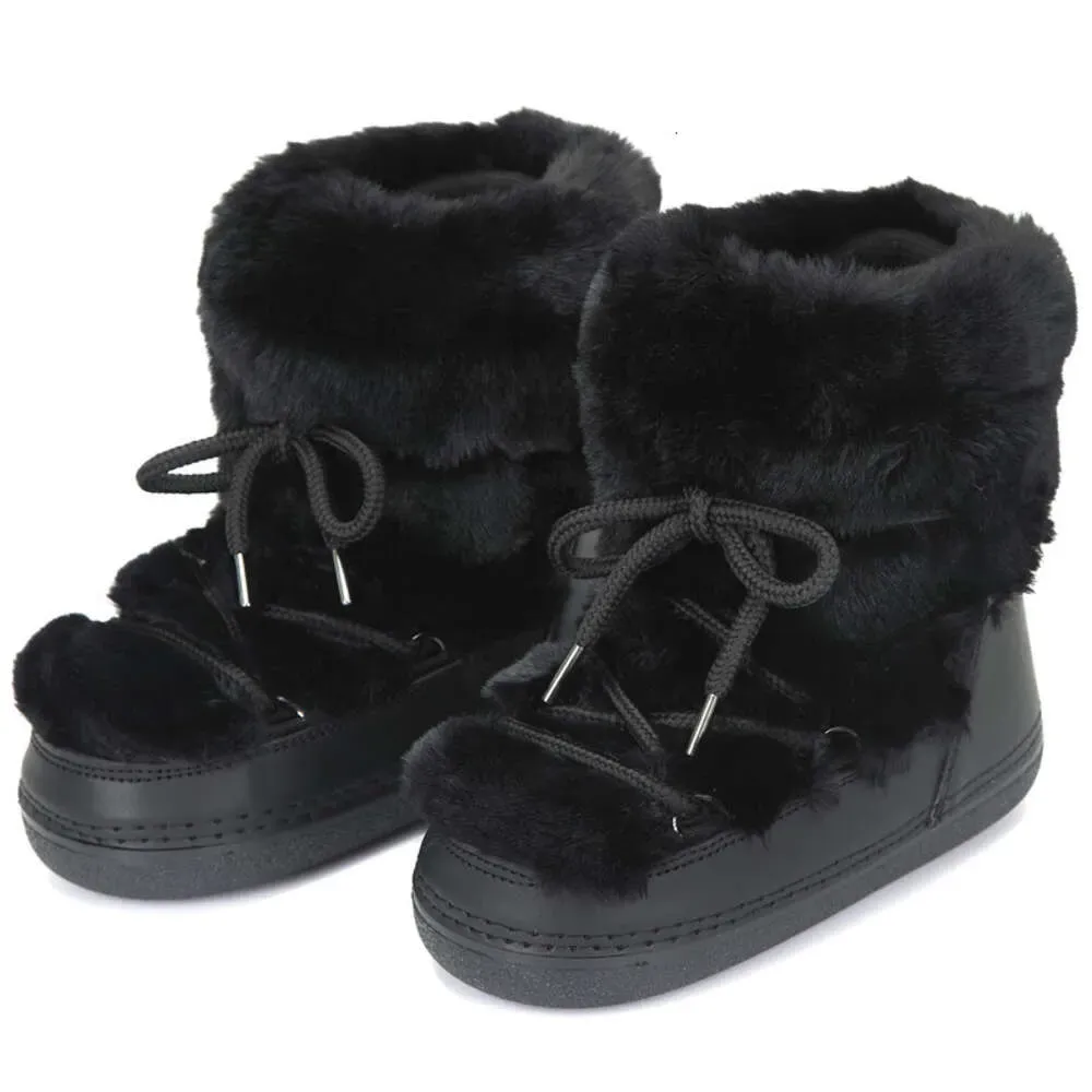 Snow-Proof Leather Rabbit Boots | 2024 Mid-Calf Lace-Up Ski Platform Shoes 4 7bbbb_desvips.com