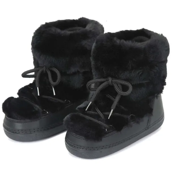 Snow-Proof Leather Rabbit Boots | 2024 Mid-Calf Lace-Up Ski Platform Shoes 4 7bbbb_desvips.com