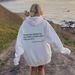 220G Women's Fleece Sweatshirt Solid Color Letter Kangaroo Pocket Drawstring Print Hoodie_desvips.com