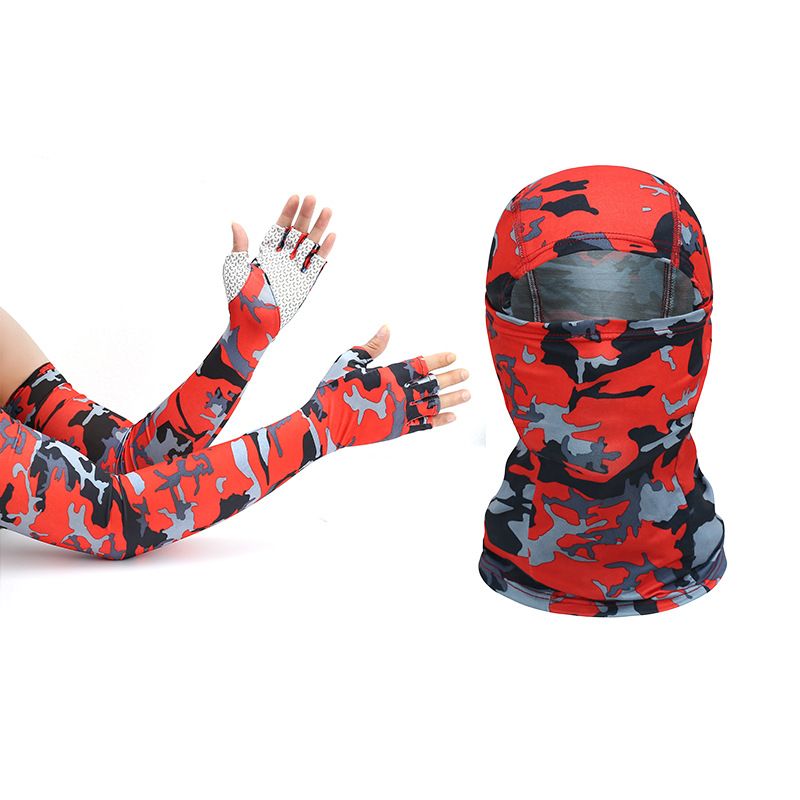 Sun Protection Outdoor Sports Headgear UV Protection Sleeves Half Finger Ice Silk Gloves For Cycling Mountaineering Fishing Windproof_desvips.com