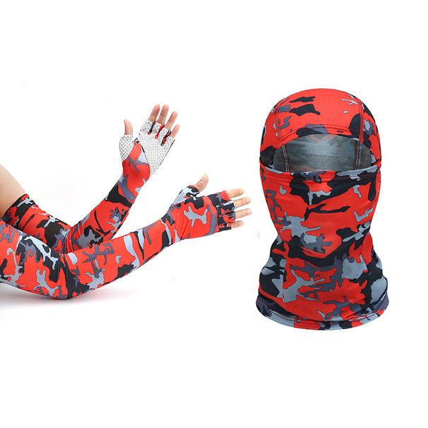 Sun Protection Outdoor Sports Headgear UV Protection Sleeves Half Finger Ice Silk Gloves For Cycling Mountaineering Fishing Windproof_desvips.com