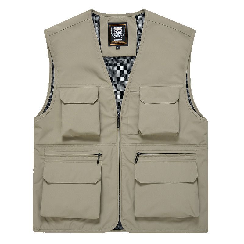 Men's Outdoor Vest, New Style, Multi Pocket, Quick Drying, Thin, Suitable For Fishing, Hiking, And Photography; Logo Compatible Vest._desvips.com