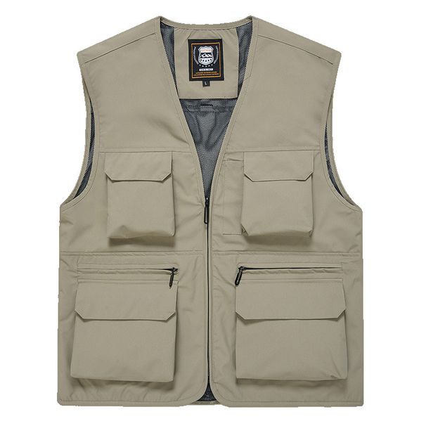 Men's Outdoor Vest, New Style, Multi Pocket, Quick Drying, Thin, Suitable For Fishing, Hiking, And Photography; Logo Compatible Vest._desvips.com