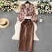 women's fashion set female socialite temperament lantern long sleeve vneck lotus leaf bright face shirt women's high waist sequin skirt_desvips.com