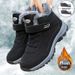 Women's Winter Snow Boots With Fleece Lining, Wide Toe, Waterproof & Anti-Slip Walking Shoes With Hook-and-Loop Closure_desvips.com