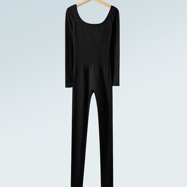 Women's Seamless Yoga One-Piece (Long-Sleeve & Pants) - High Elasticity, Curvy-Fit Abdominal Shaping Activewear_desvips.com