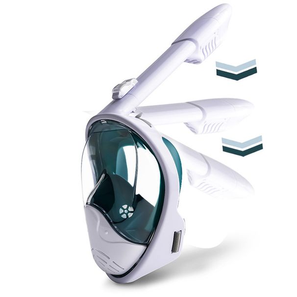 Adult foldable swimming mask full face anti-fog with breathing tube snorkeling supplies diving goggles_desvips.com