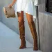 Fashionable Casual Retro Long Knee Denim Square High Heels Boots Bottes Womens Botas De Mujer Atos 240911_desvips.com