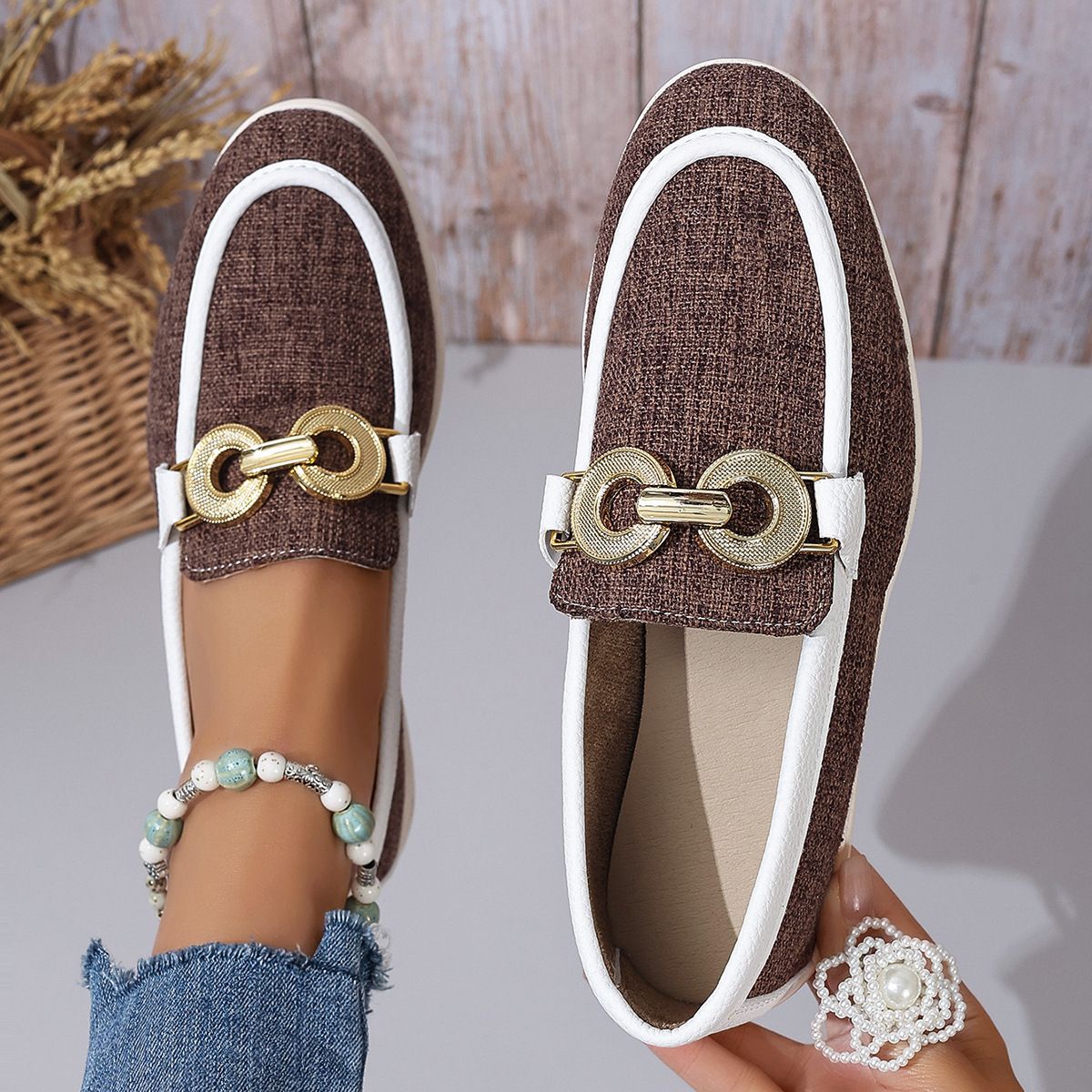 SHLIANG Women Loafers Canvas Flats Brand High Quality Spring Autumn Casual Shoes Leather Single Shoes Plus Size SB056_desvips.com