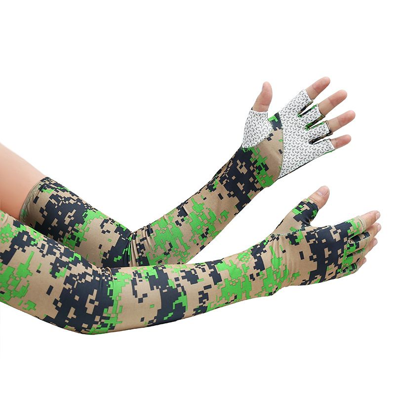 Summer Outdoor Non-Slip Half Finger Cycling Gloves Ice Silk Breathable High Elastic Quick Drying Fishing Sun Protection Sleeves_desvips.com