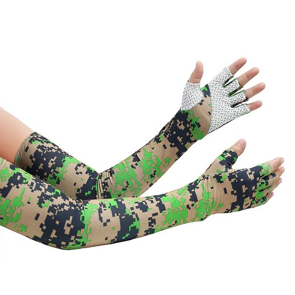 Summer Outdoor Non-Slip Half Finger Cycling Gloves Ice Silk Breathable High Elastic Quick Drying Fishing Sun Protection Sleeves_desvips.com