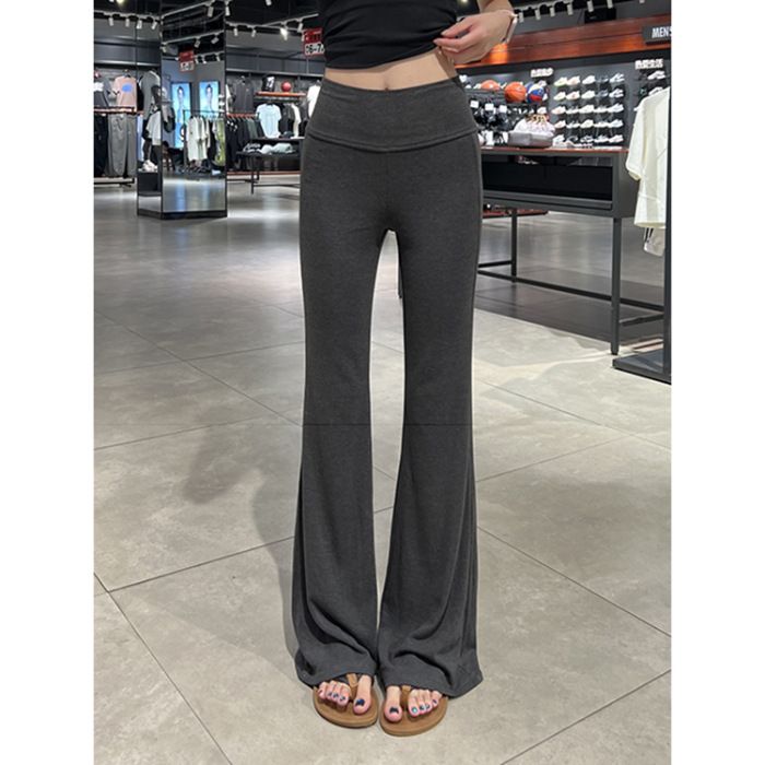 Navy Blue Flared Yoga Pan For Women, Autumn 2025 New American Style Low Waist Slimming Petite Hip Lift Spor_desvips.com