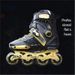 Adult Straight Men's And Women's Black Gold Flat Flower Single Row Roller Skating Shoes Beginner's Study_desvips.com