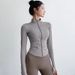 Autumn Winter Quick-Dry Plus Size Clothes Long Sleeve Fitness Outerwear Waist Slimming Sports Top Tight Yoga Jacket For_desvips.com