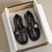 Thick-soled Loafer's Spring And Autumn Retro British Style Small Leather Black Bow Slip-on Soft-soled Single_desvips.com