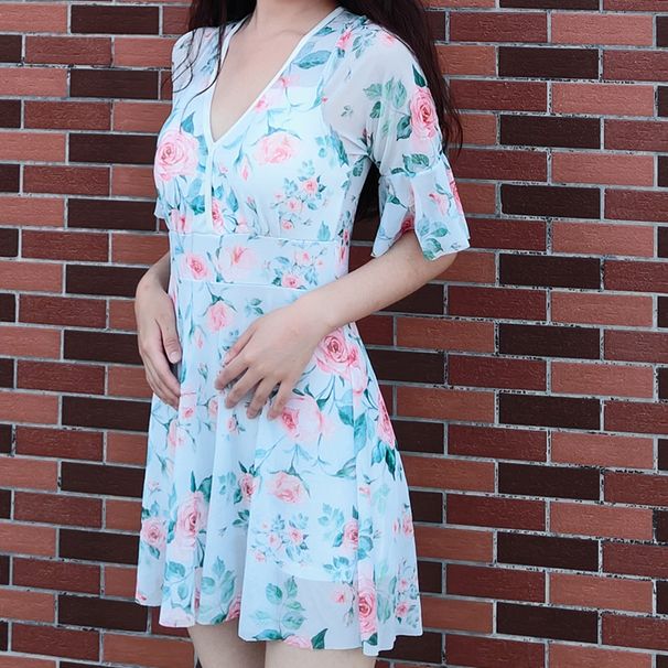 Women's One-piece Swimsuit 2025 New Floral Pattern Plus Size Conservative Tummy-concealing Slimming High-end Hot Spring_desvips.com