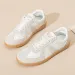 Cowhide Version Grape Mom Same Style Genuine Leather Casual Sneakers Slanted Head Color Block Lace-up German Training_desvips.com