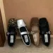 Wome's Square Toe New Style Bow Flats Ladies Ballet Sier Belt Buckle Footwear Elegat Fashio Mary Jae Shoes_desvips.com