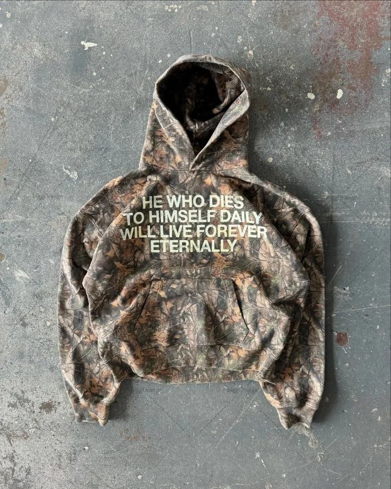 Letter Print Hooded Pullover Sweatshirt Casual Loose New Hot-Selling Top_desvips.com