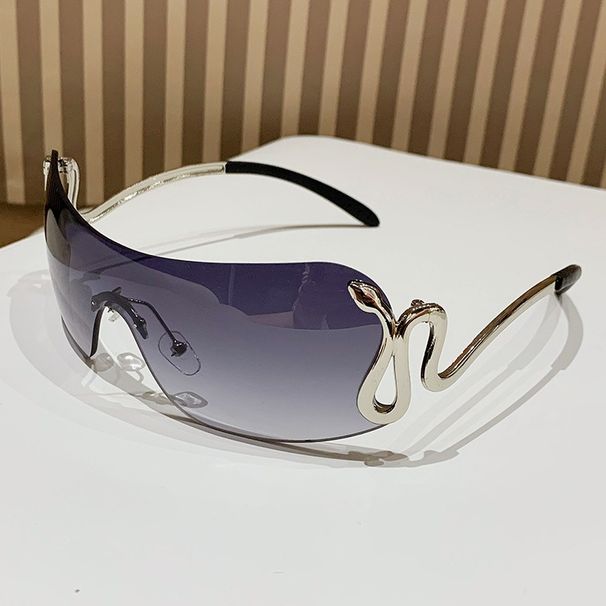 Snake Mirror Leg Personality Curious Sunglasses Y2K Millennium One-piece Lens Cycling Windproof Glasses_desvips.com