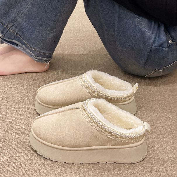 European 1 2026ss And 1 American Snow Boots Women's Winter New Fashion One-piece Closed-toe Slippers Platform Thick-soled Warm_desvips.com