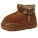 001 001 Vintage Style Thick-Soled Height-Increasing Snow Autumn Winter Fleece-Lined Flat Warm Short Boots Casual Women's Cotton_desvips.com