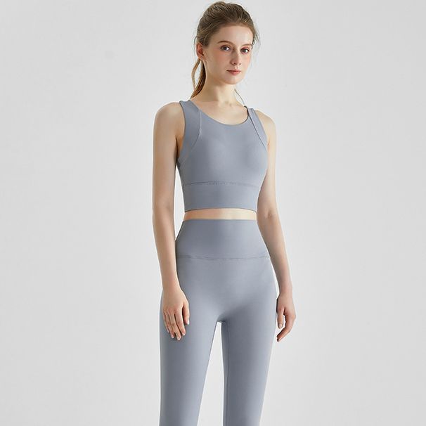 High-End Outfit For Women Sports Bra Shockproof Outerwear Vest Professional Running Yoga Pants Fitness Set_desvips.com