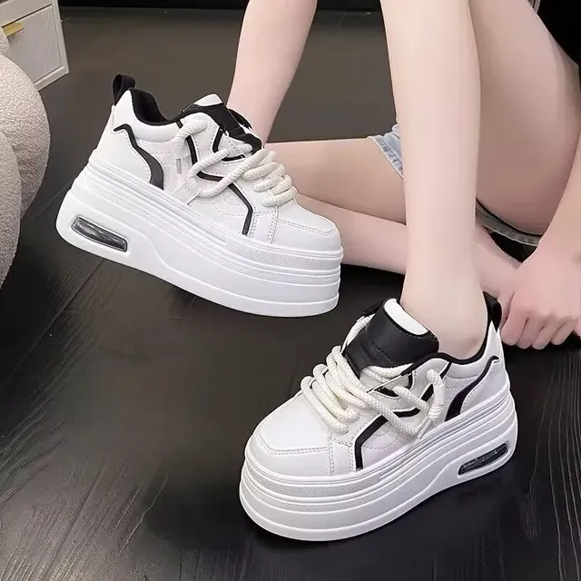 Matsu Thick Sole Round Toe Dad Increase Height Comfort Sofess Leisure Retro Trend Versatile Fashionable Board Shoes_desvips.com