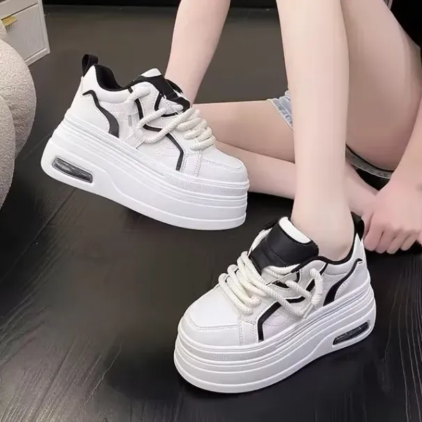 Matsu Thick Sole Round Toe Dad Increase Height Comfort Sofess Leisure Retro Trend Versatile Fashionable Board Shoes_desvips.com