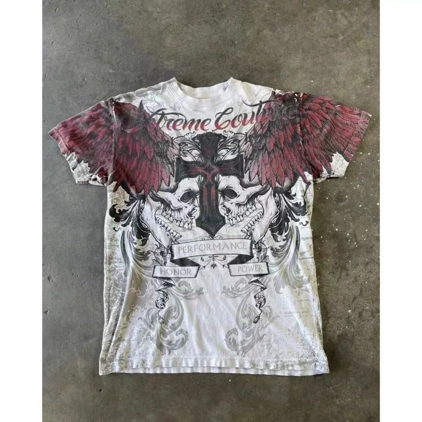 2025 New Cross Wings Front And Back Printed T-Shirt Short Sleeve Top_desvips.com