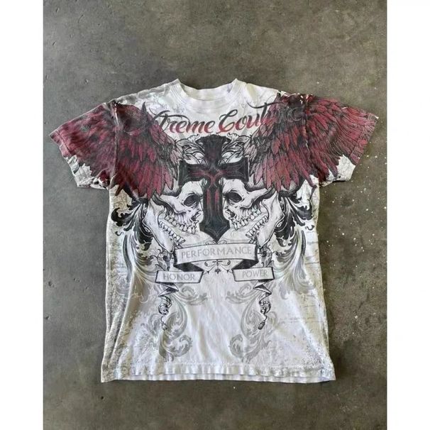 2025 New Cross Wings Front And Back Printed T-Shirt Short Sleeve Top_desvips.com