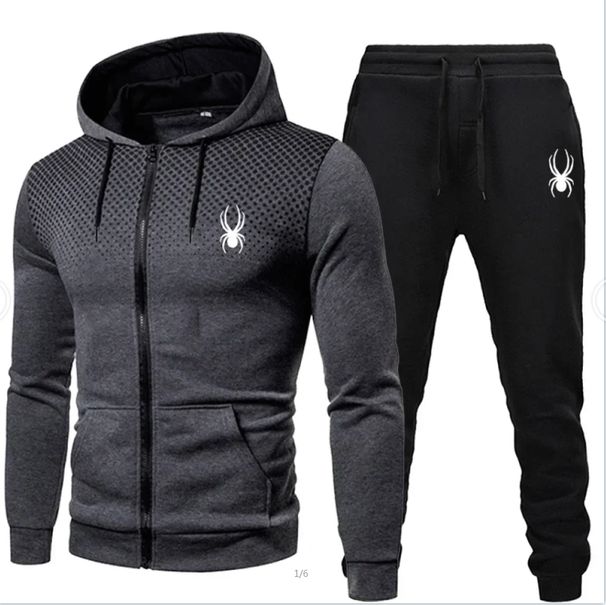 2026 New Spring Autumn Men's Long Sleeve Hoodie; Pants Two-piece Set Fashion Outdoor Running Sports Suit_desvips.com