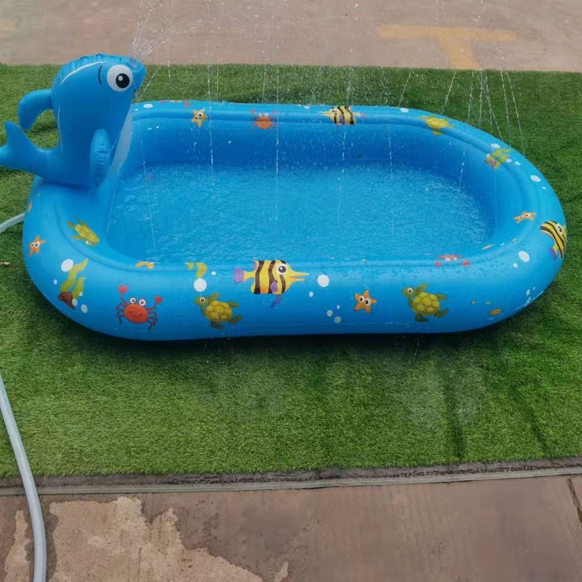 Inflatable Dinosaur Fountain Children's Water Slide Pool Paddling Pool Sprinkler Pad Game Pool Toys_desvips.com
