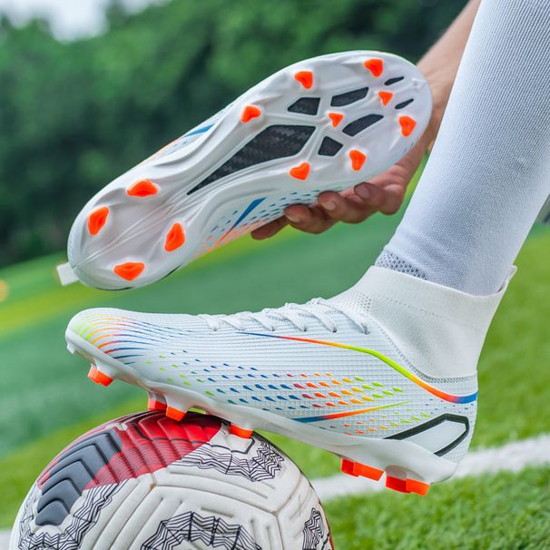 High-top Soccer With Long Spikes Men And Women, Grass Training Shoes For Students_desvips.com