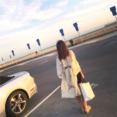 Bikini Swimsuit Blouse Women's Coat Soakable One-Piece Seaside Beach Sun Protection Clothing Long Lace Hollow Out Outer_desvips.com