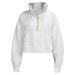 Autumn/Winter Thickened Women's Sports High Neck Half Zip Terry Cloth Sweatshirt, Loose Short Fitness Fleece Lined Sweatshirt Jacket_desvips.com