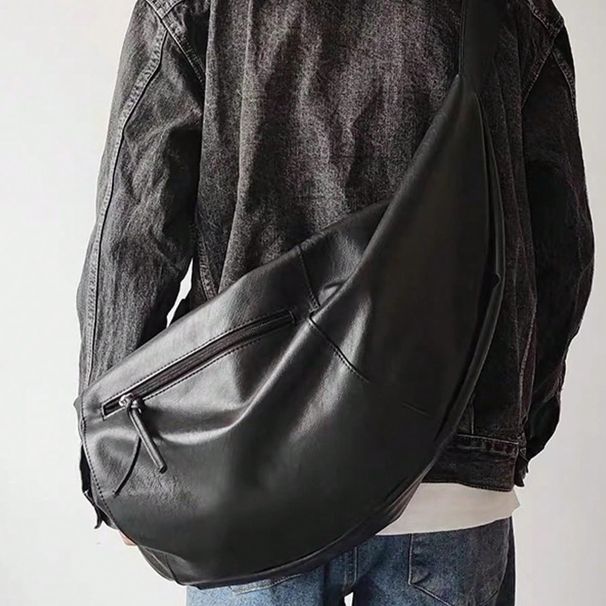 Stylish Dumpling Shaped PU Crossbody Bag Men, Suitable For Casual Outings And Large Capacity Needs_desvips.com