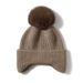 Cashmere 2025 Autumn Winter New Women's High-end Solid Color Knitted Outdoor Warm Fashion Striped Pom-pom Casual Hat_desvips.com