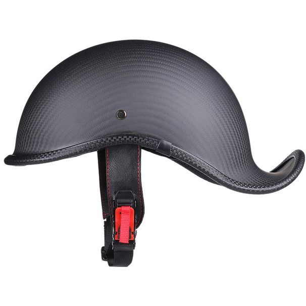 Carbon fiber Japanese vintage motorcycle helmet Electric vehicle half helmet Summer men's and women's carpeted melon skin bailer helmet_desvips.com