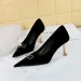Shoes BIGTREE Woman Pumps Classic Basic Metal Decoration Pointed Toe Quality Ck 7Cm Thin New High Heels Mature Lady_desvips.com