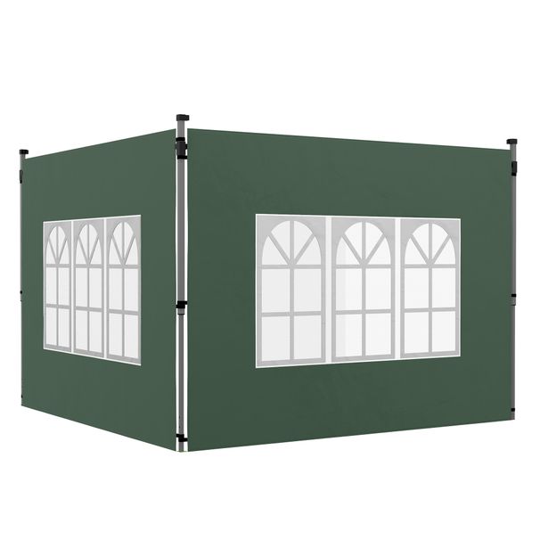 2er-Set Seitenteile Für Pavillon 3x3/3x4 M, Seitenwand Mit Fenster, Wasserdicht Grün_desvips.com