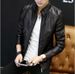 Men's Clothing Autumn and Winter Men's PU Leather Jacket Men's Thin Casual Men's Jacket Stand Collar Slim Leather Jacket Youth_desvips.com