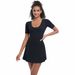 New Anti-Exposure Solid Color Low-Cut Tennis Jumpsuit Sports Running One-Piece Fitness Wear Golf Dress_desvips.com