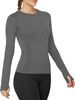 Women's Seamless Long Sleeve Yoga Tops Breathable Athletic Sports Running Shirt With Lightweight Slim Fit Active Tops_desvips.com