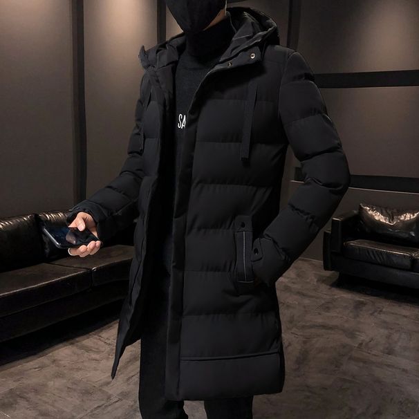 Men's Long Puffer Coat 2025, Heavyweight Hooded Winter Jacket, Korean Style Quilted Thermal Parka For Cold Weather_desvips.com