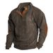 Autumn Winter New Men's Outdoor Jacket Corduroy Casual Stand Collar Long Sleeve Sweatshirt_desvips.com